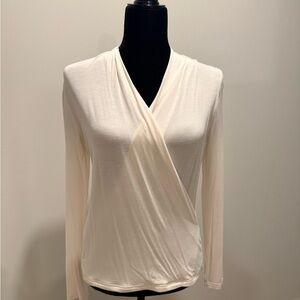 Banana Republic Cream Wrap-Front Long Sleeve Top